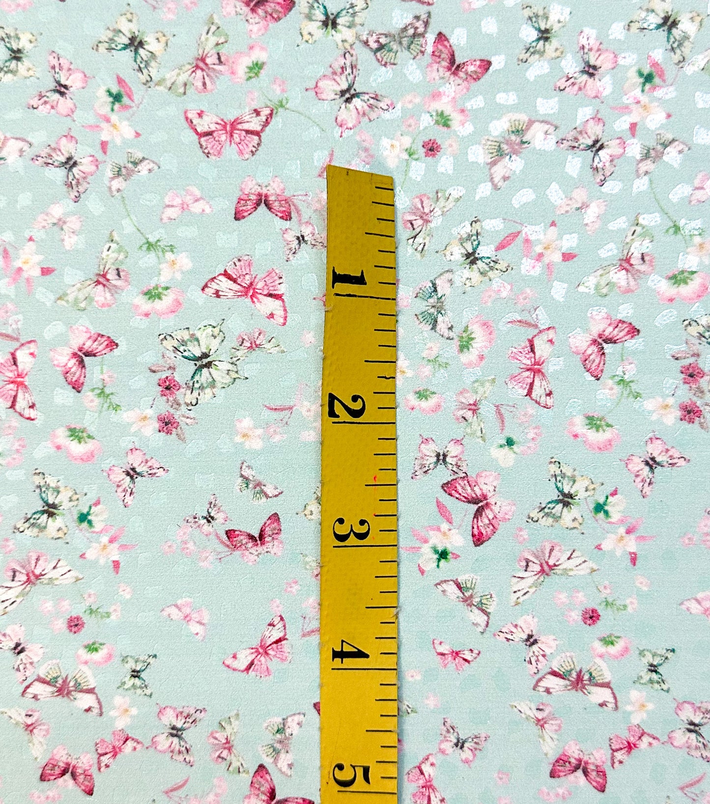 Pink butterflies faux leather vinyl sheet