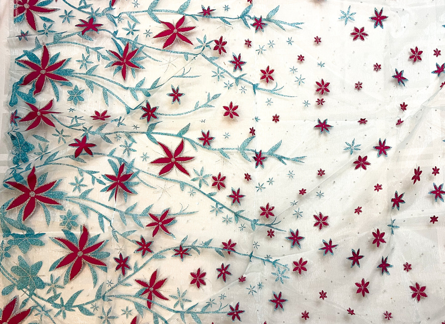 Clearance -sheer blue with small floral
