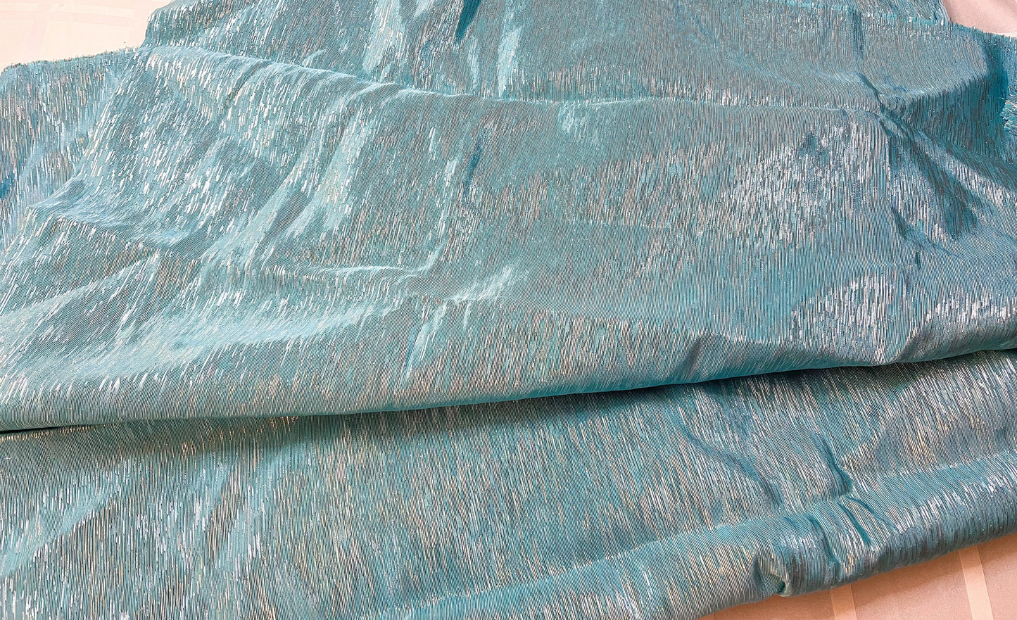 Clearance -blue with silver weaved throughout precut