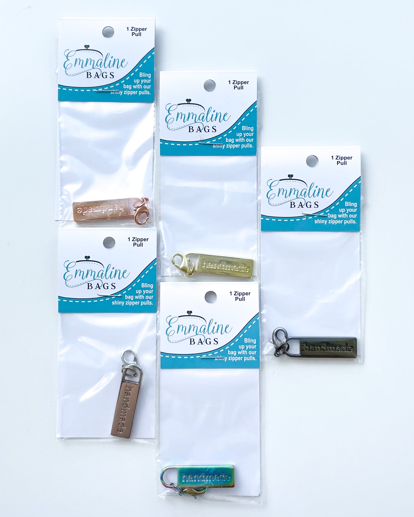 Emmaline brand Zipper pull “Handmade”