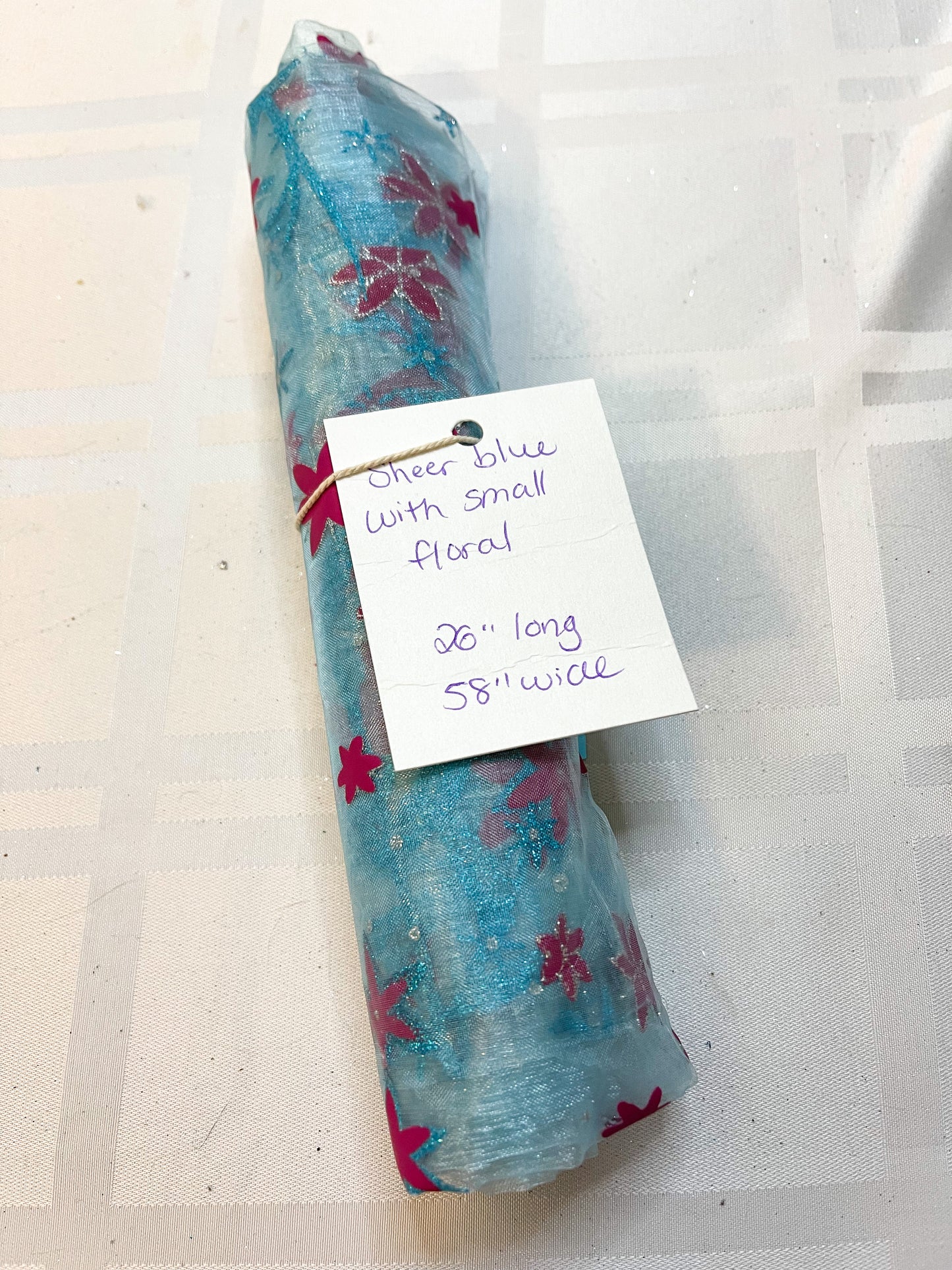 Clearance -sheer blue with small floral