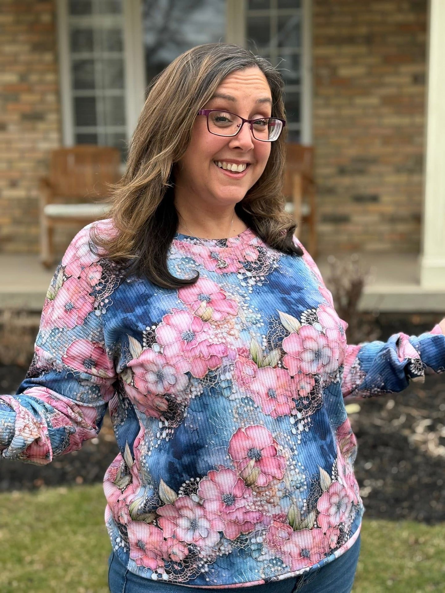 Denim and lace round 36 retail