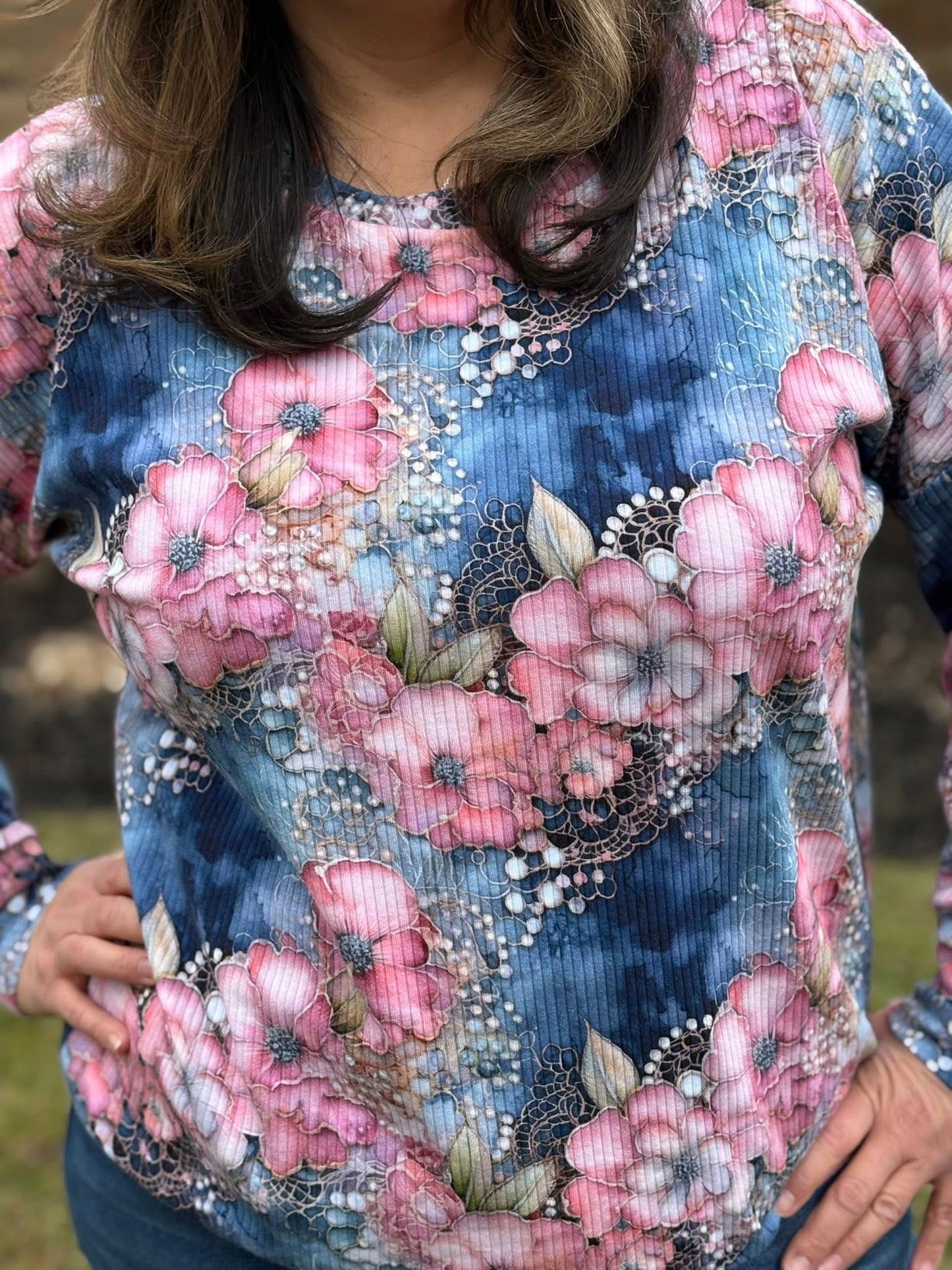 Denim and lace round 36 retail