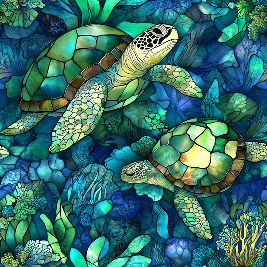 Stained glass turtles preorder round 40