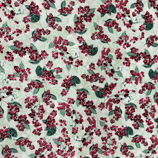 Benartex - Winterberry Floral Glistening Berries