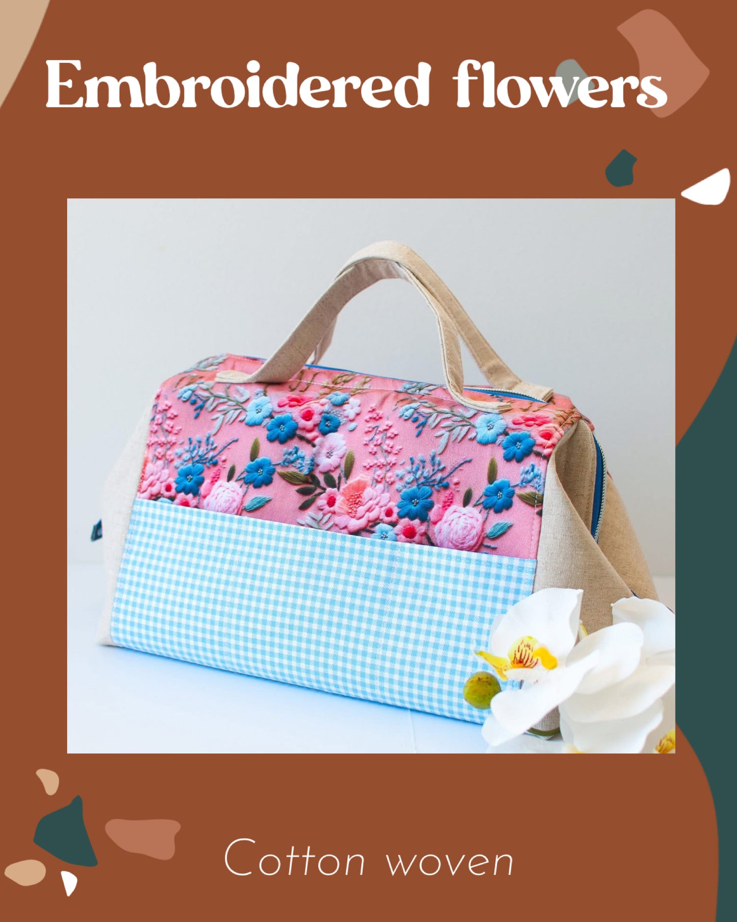 Embroidered flowers round 28 retail
