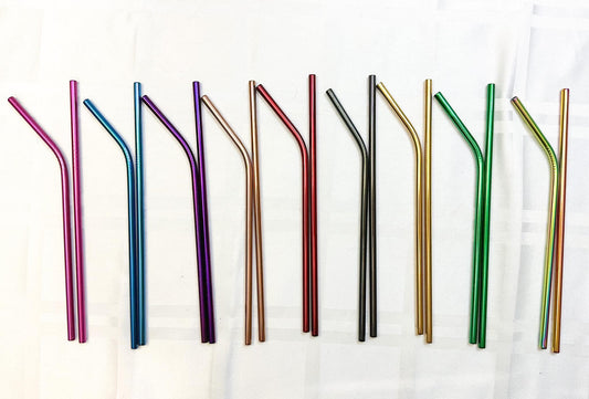 Coloured reusable metal straws