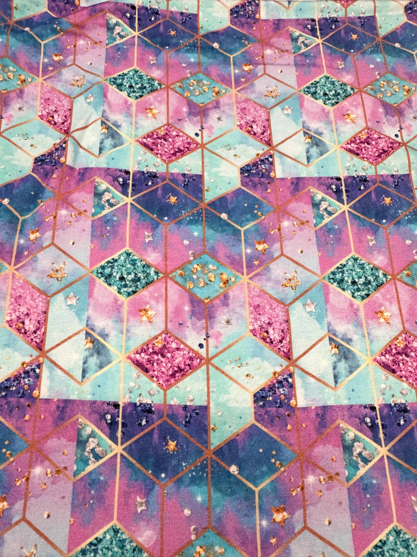 Electric skies geo printer error bamboo french terry