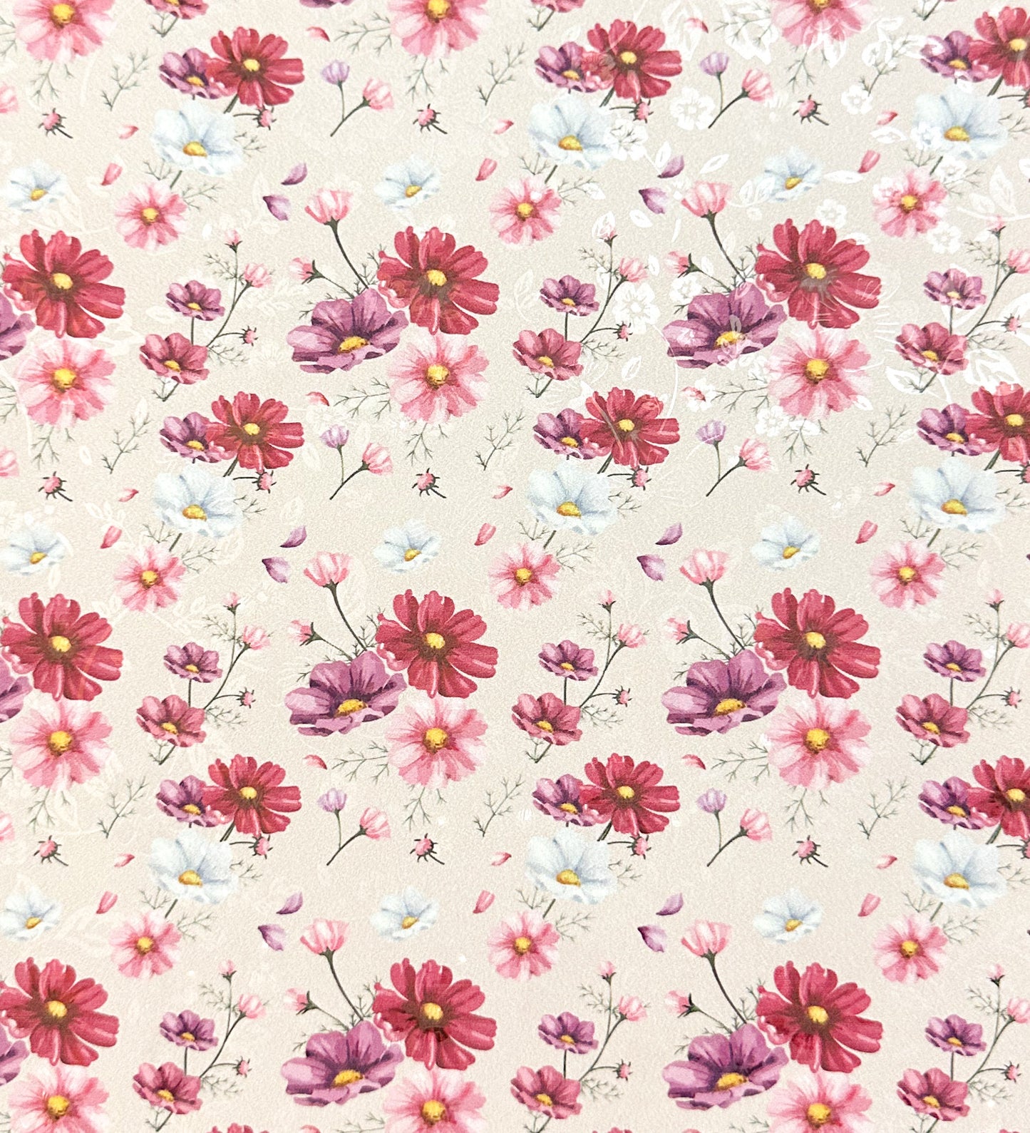 Pink daisies faux leather vinyl sheet