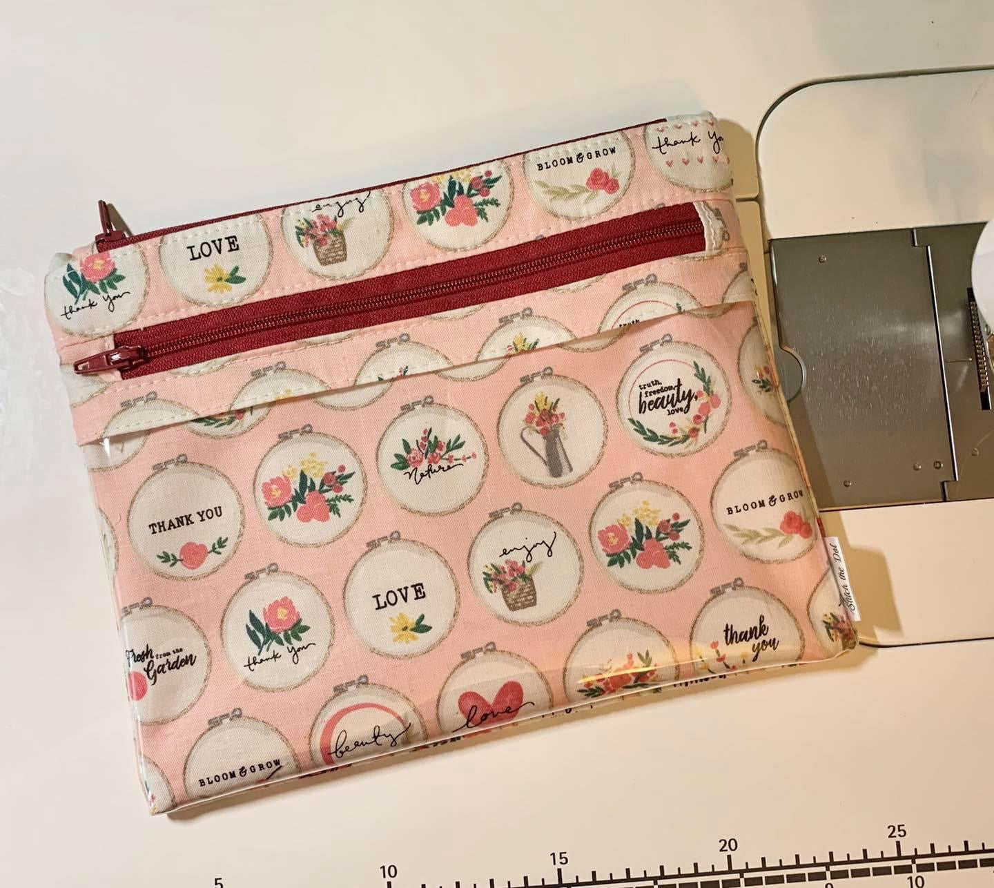 Clear Pocket Double Zipper Pouch digital pattern