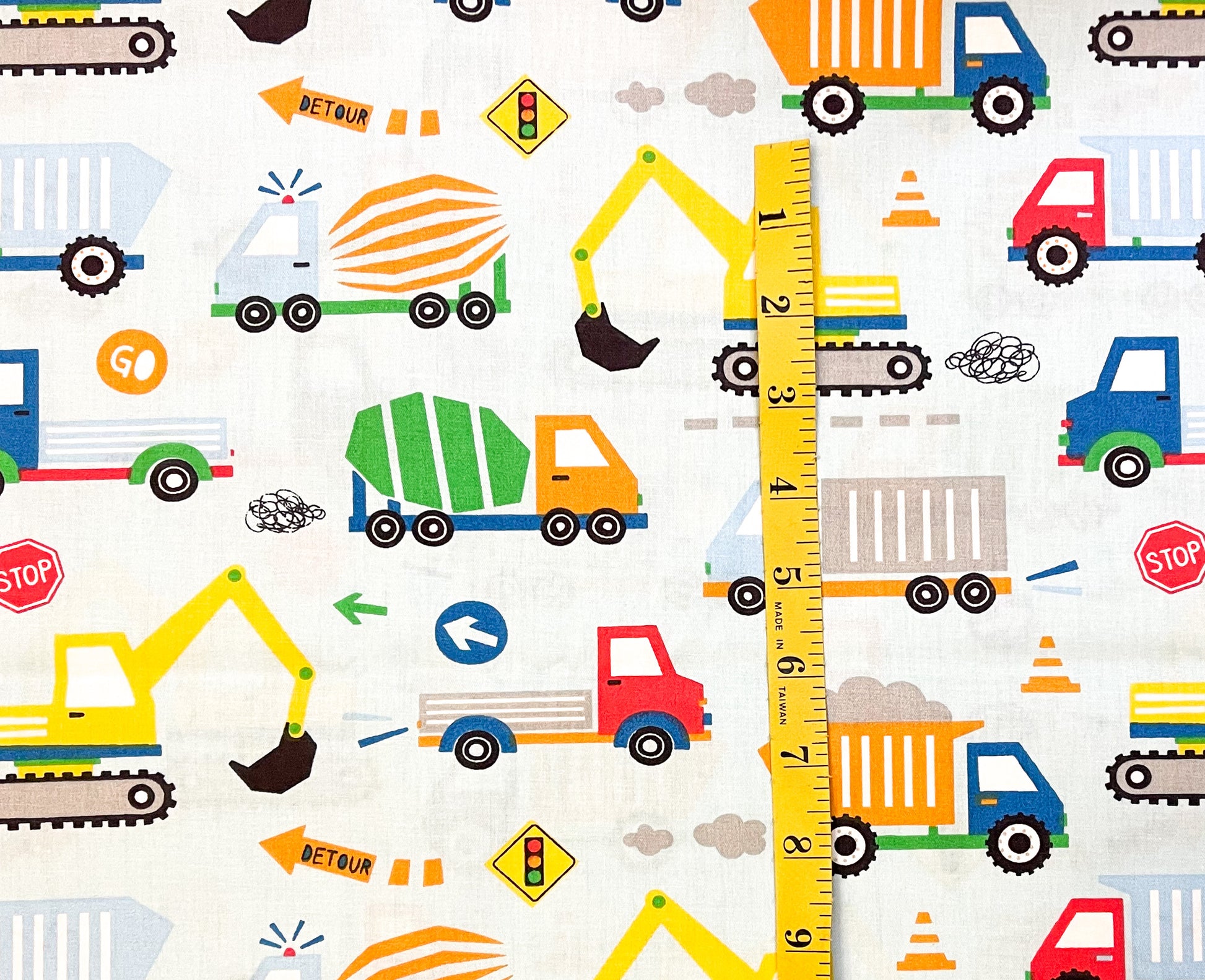  Spoonflower Fabric - Trucks Yellow Grey Construction Truck  Crane Boy Printed on Petal Signature Cotton Fabric by The Yard - Sewing  Quilting Apparel Crafts Decor