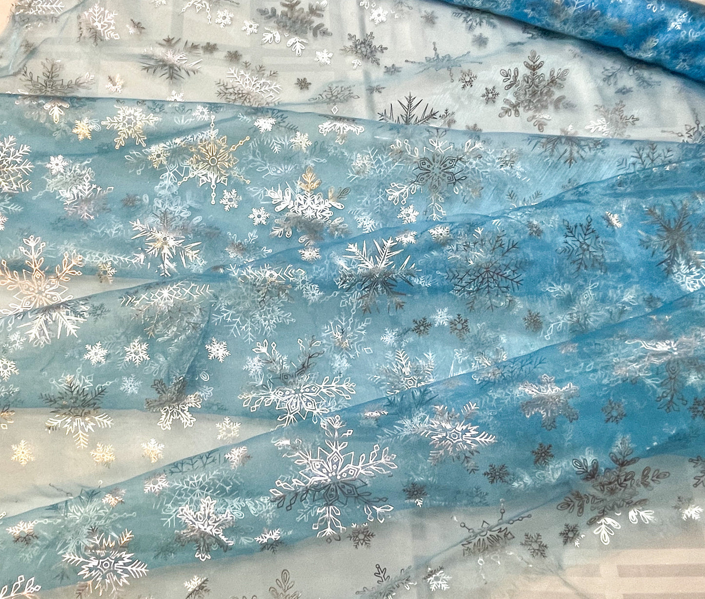 Clearance-blue with medium silver snowflakes-precut