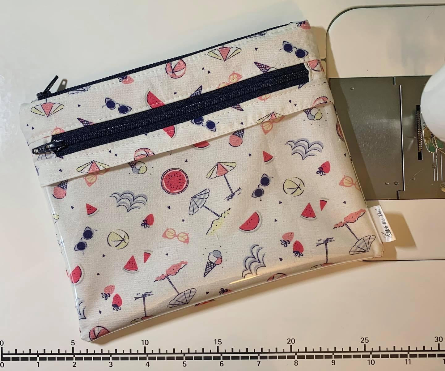 Clear Pocket Double Zipper Pouch digital pattern