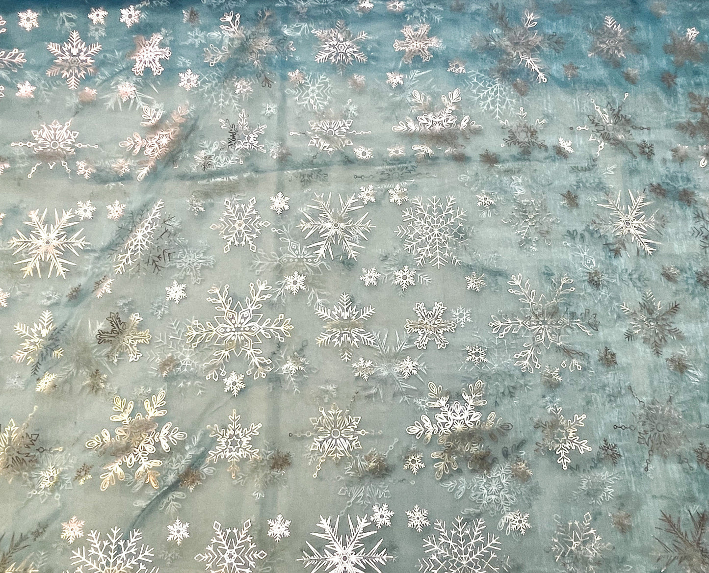 Clearance-blue with medium silver snowflakes-precut