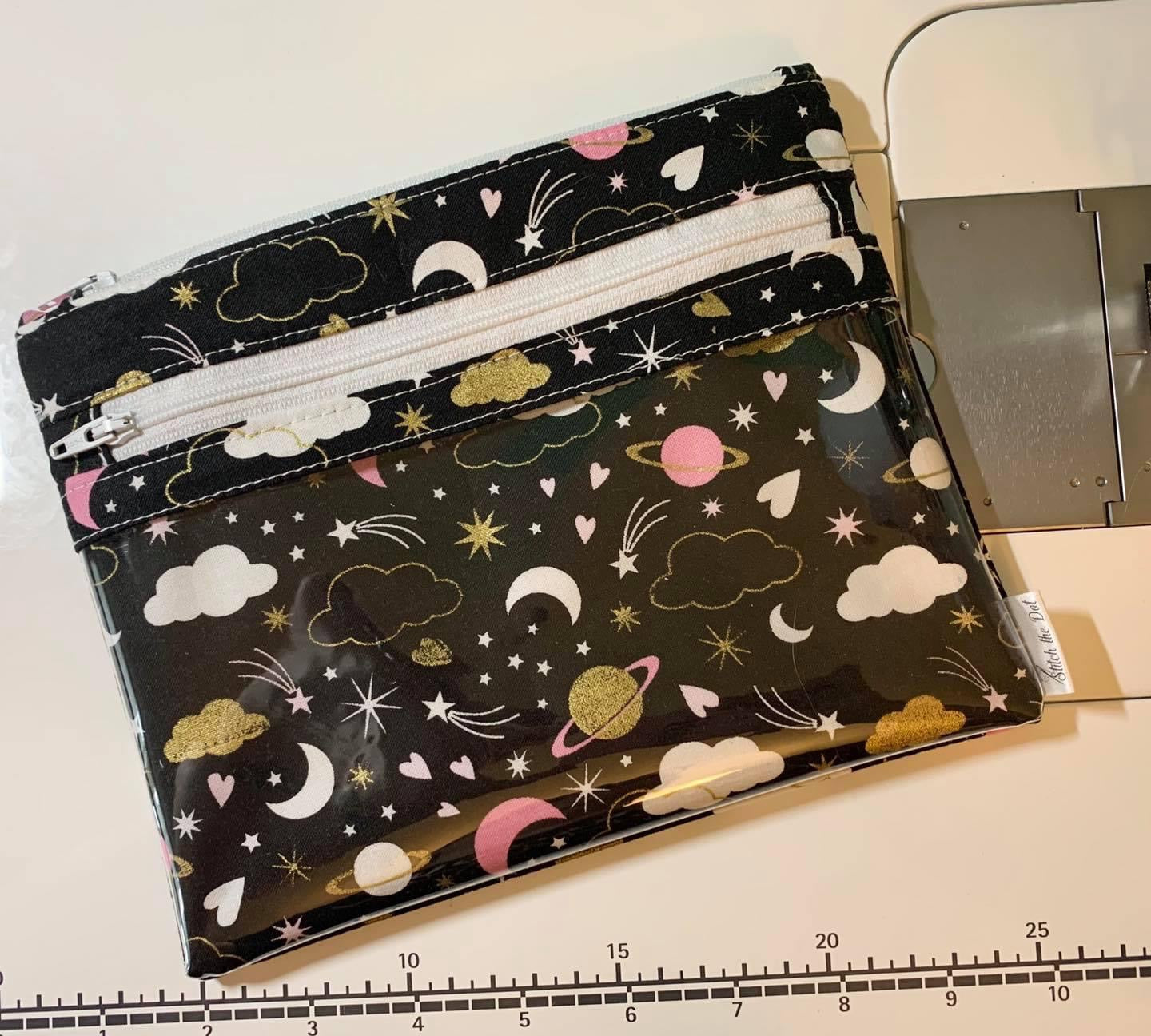 Clear Pocket Double Zipper Pouch digital pattern