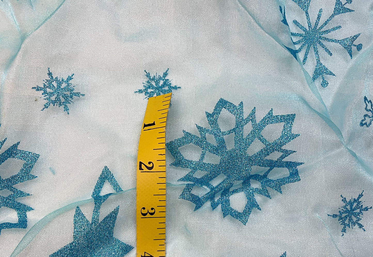 Clearance -blue with blue glitter snowflakes and crown-panel