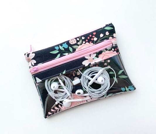 Clear Pocket Double Zipper Pouch digital pattern