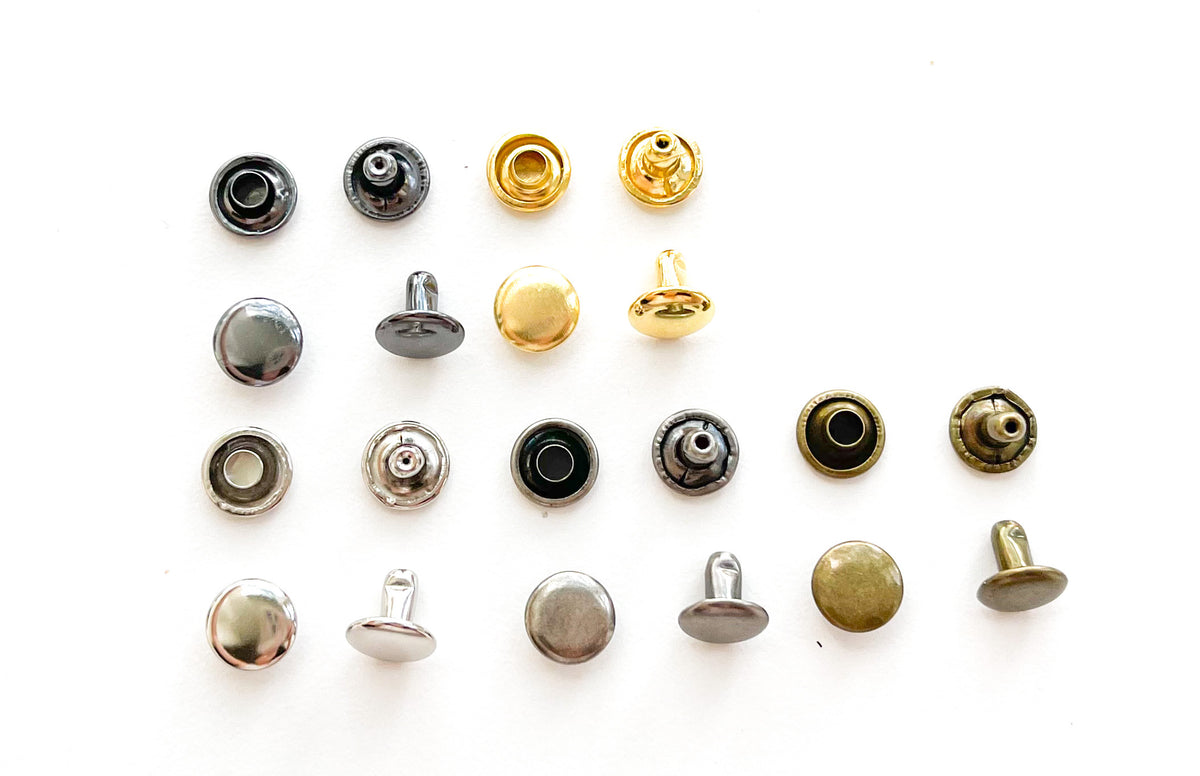Mini Double Cap Rivets Small double cap rivets (8mm cap x 6mm post) – My Fabric Dresser