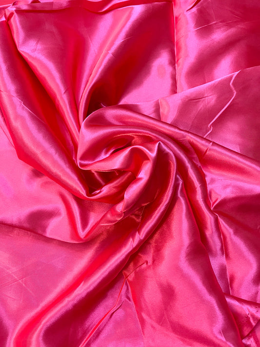 Clearance -bright pink satin silk yardage