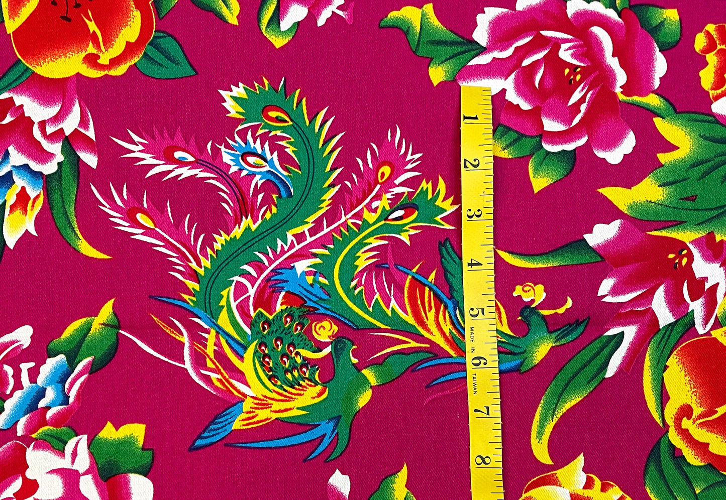 Phoenix with peonies on magenta