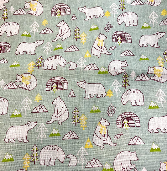 Clearance - Bears on green canvas