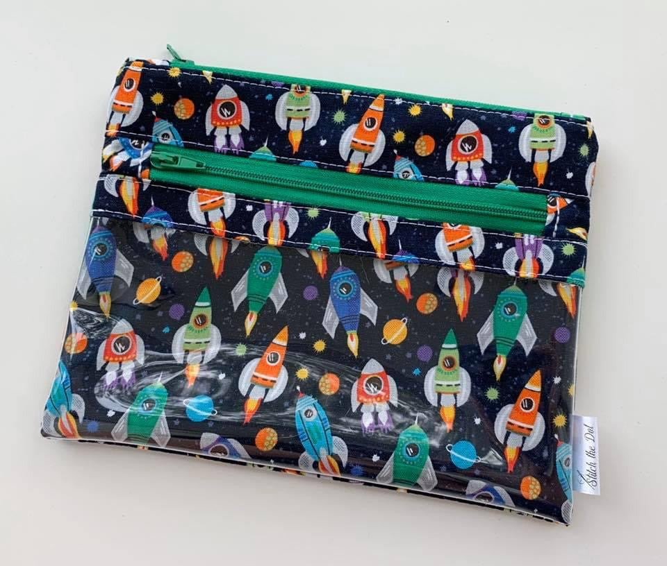 Clear Pocket Double Zipper Pouch digital pattern