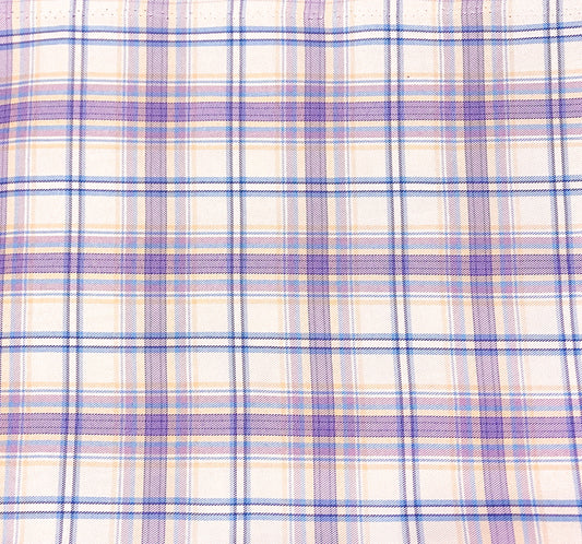 Plaid-white with purple and blue